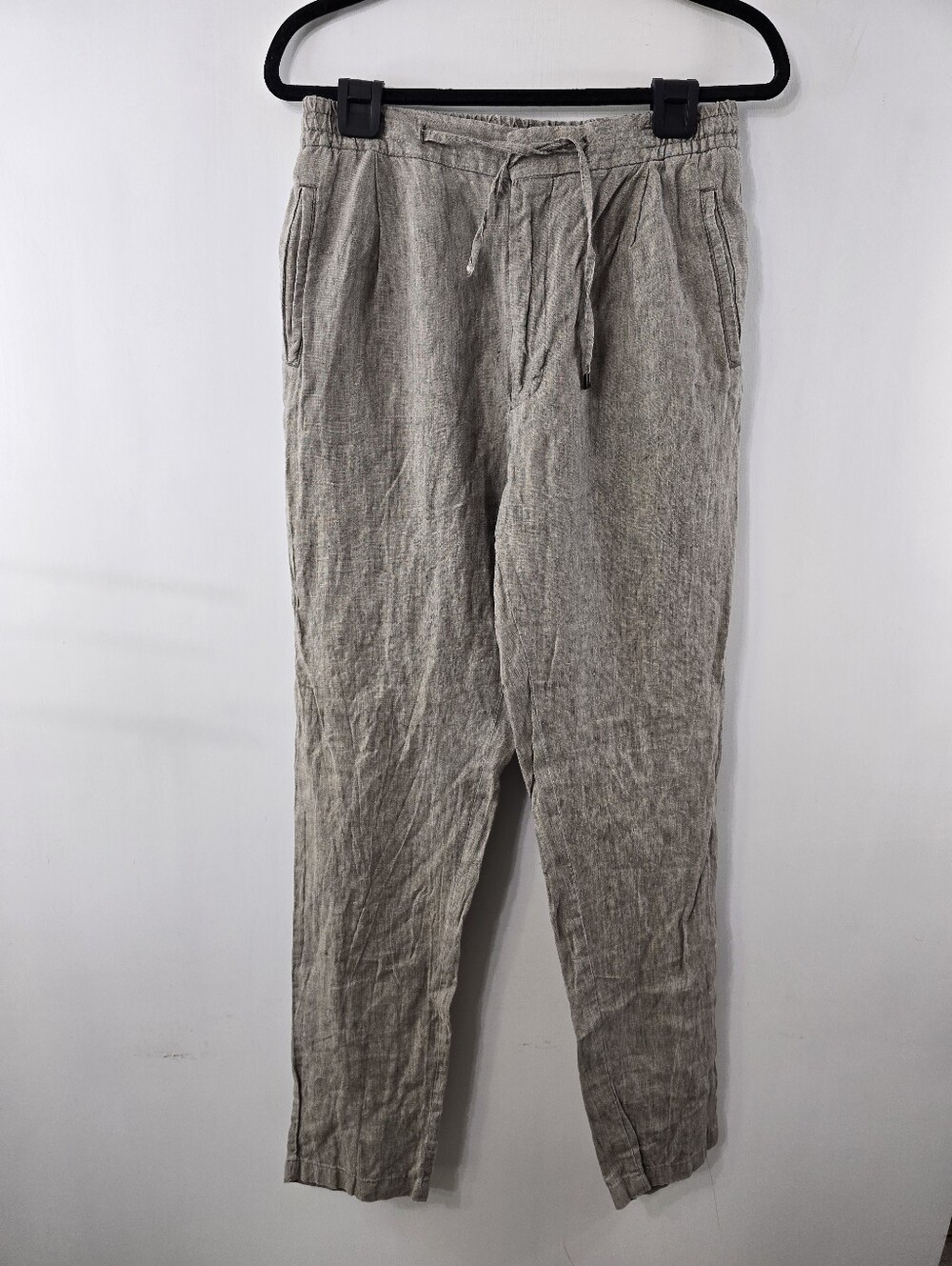 Lardini Tasca Pantalone Trouser Pocket Flax Linen Straight Leg Drawstring Pants